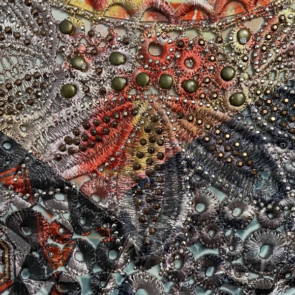 Style & Co Petite Sleeveless Abstract A Line Embroidered Collar Dress Petite PP - Picture 9 of 12